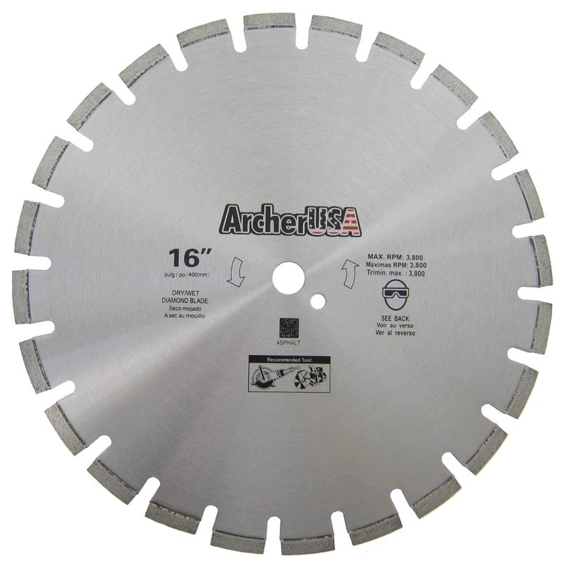 ArcherPro Archer Pro 16" Diamond Saw Blades for Fast Asphalt Cutting and Green Concrete Cutting - Image 1